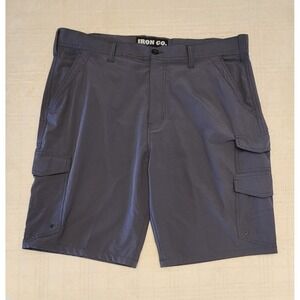 Iron‎ Flex Men Grey Cargo Shorts Size 40 Stretch Cotton Flat Front Casual